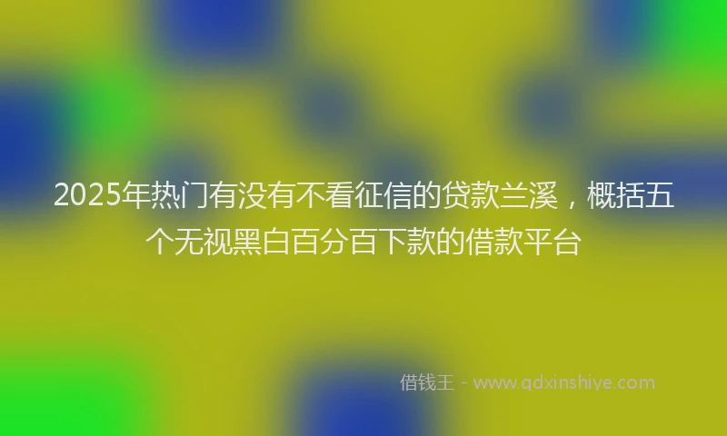 2025年热门有没有不看征信的贷款兰溪，概括五个无视黑白百分百下款的借款平台