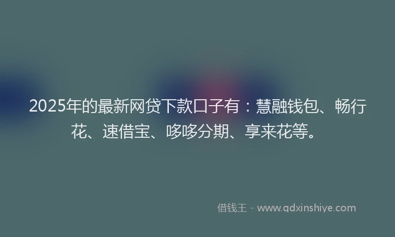 2025年的最新网贷下款口子有：慧融钱包、畅行花、速借宝、哆哆分期、享来花等。