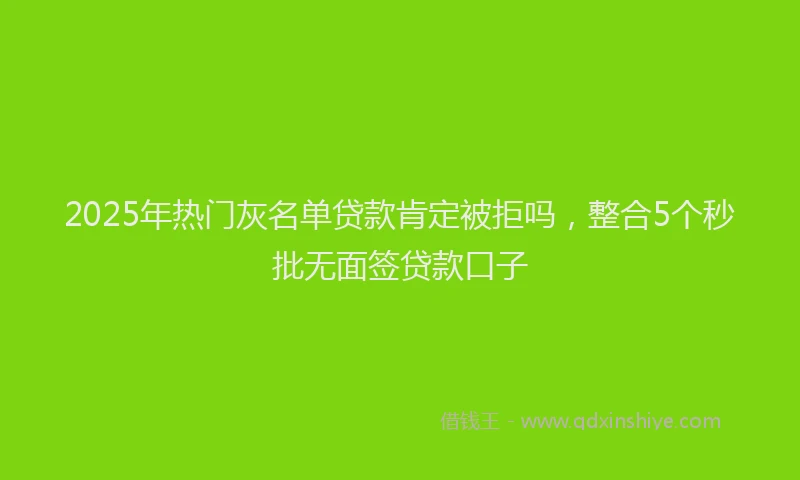 2025年热门灰名单贷款肯定被拒吗，整合5个秒批无面签贷款口子