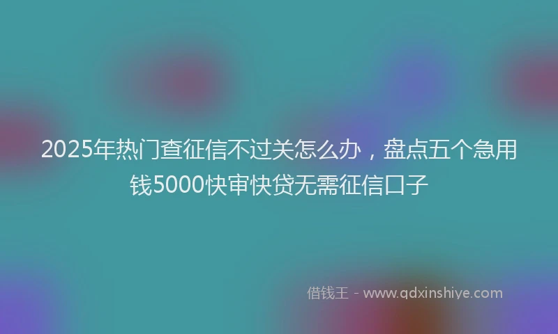 2025年热门查征信不过关怎么办，盘点五个急用钱5000快审快贷无需征信口子