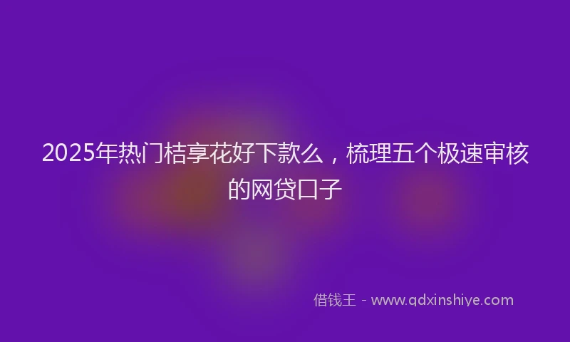 2025年热门桔享花好下款么，梳理五个极速审核的网贷口子