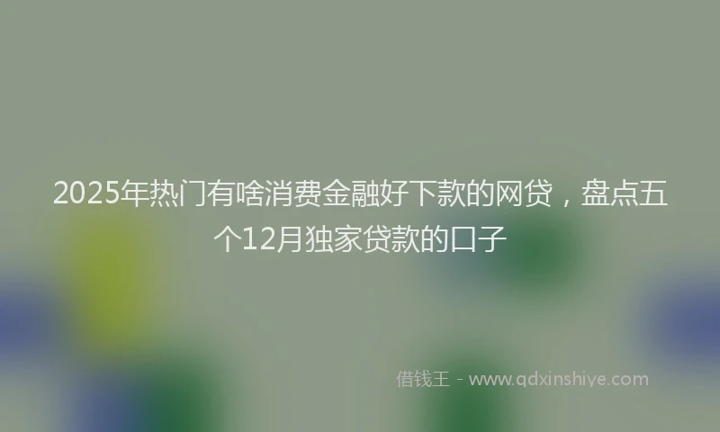 2025年热门有啥消费金融好下款的网贷，盘点五个12月独家贷款的口子