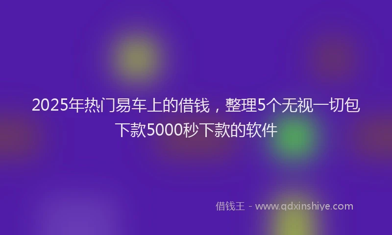 2025年热门易车上的借钱，整理5个无视一切包下款5000秒下款的软件