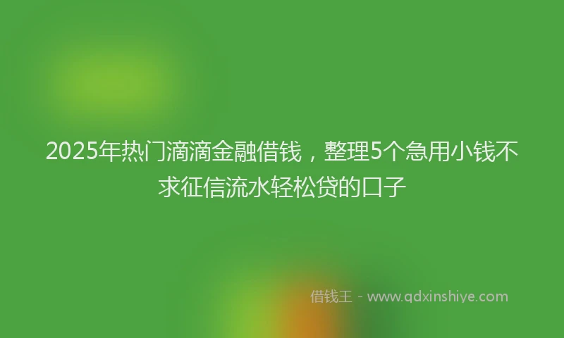 2025年热门滴滴金融借钱，整理5个急用小钱不求征信流水轻松贷的口子