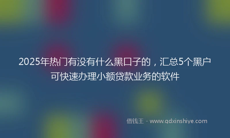 2025年热门有没有什么黑口子的，汇总5个黑户可快速办理小额贷款业务的软件