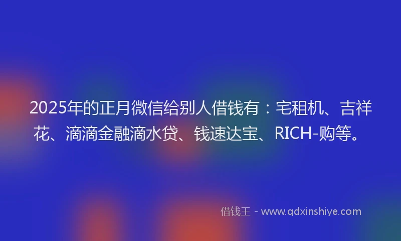 2025年的正月微信给别人借钱有：宅租机、吉祥花、滴滴金融滴水贷、钱速达宝、RICH-购等。