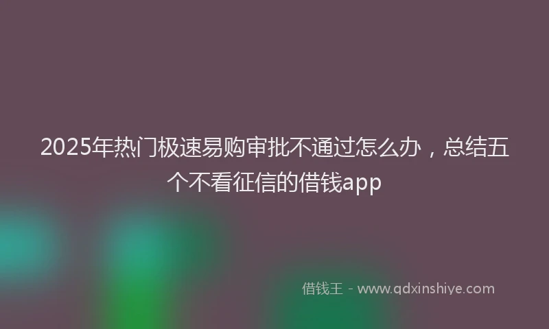 2025年热门极速易购审批不通过怎么办，总结五个不看征信的借钱app