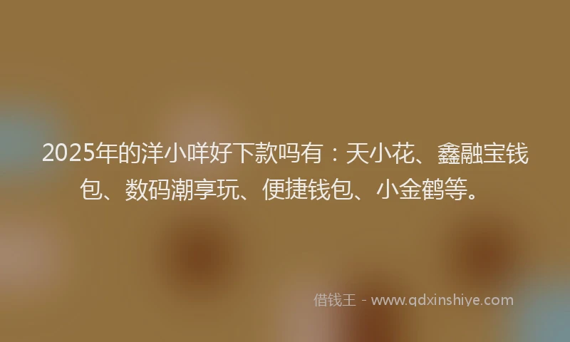 2025年的洋小咩好下款吗有：天小花、鑫融宝钱包、数码潮享玩、便捷钱包、小金鹤等。