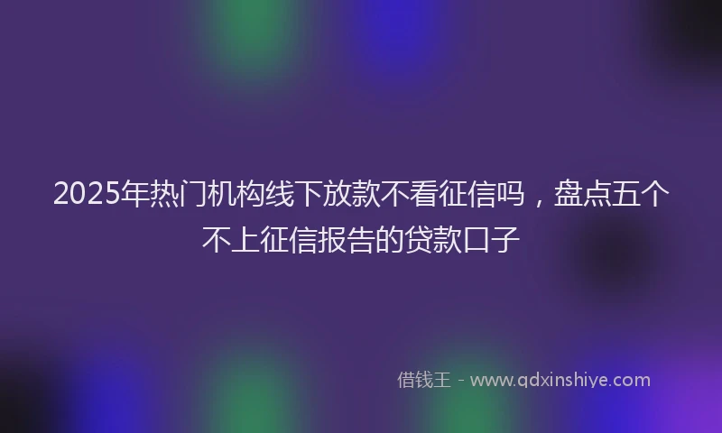 2025年热门机构线下放款不看征信吗，盘点五个不上征信报告的贷款口子