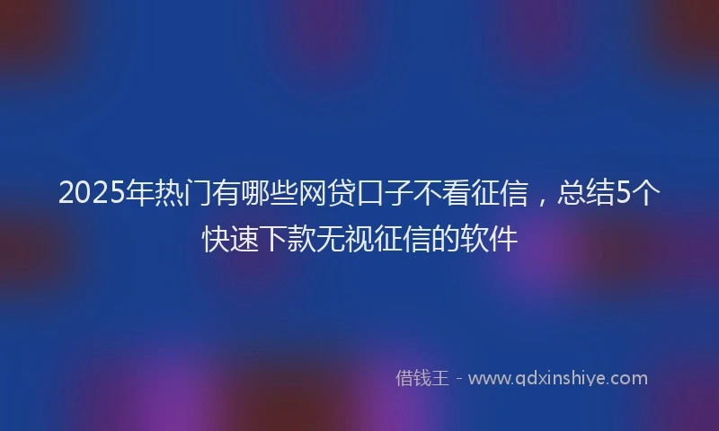 2025年热门有哪些网贷口子不看征信，总结5个快速下款无视征信的软件