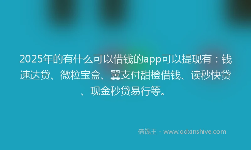2025年的有什么可以借钱的app可以提现有：钱速达贷、微粒宝盒、翼支付甜橙借钱、读秒快贷、现金秒贷易行等。