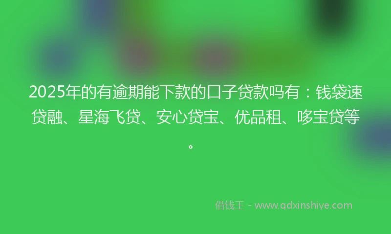 2025年的有逾期能下款的口子贷款吗有：钱袋速贷融、星海飞贷、安心贷宝、优品租、哆宝贷等。