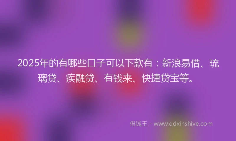 2025年的有哪些口子可以下款有：新浪易借、琉璃贷、疾融贷、有钱来、快捷贷宝等。