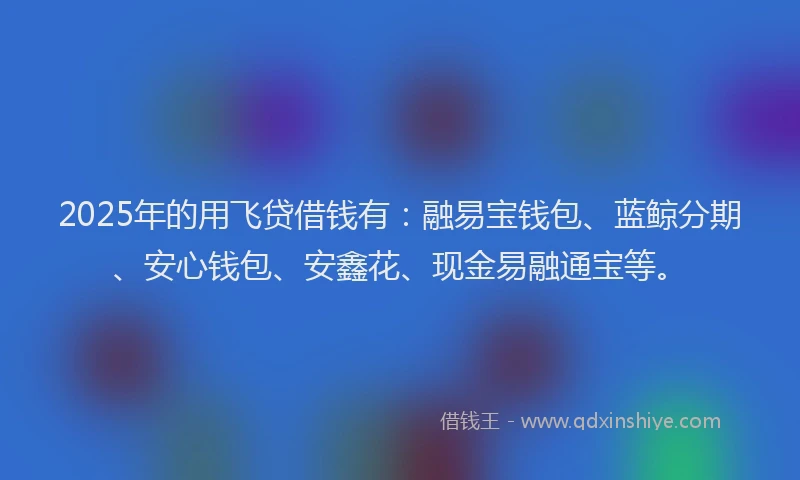 2025年的用飞贷借钱有：融易宝钱包、蓝鲸分期、安心钱包、安鑫花、现金易融通宝等。