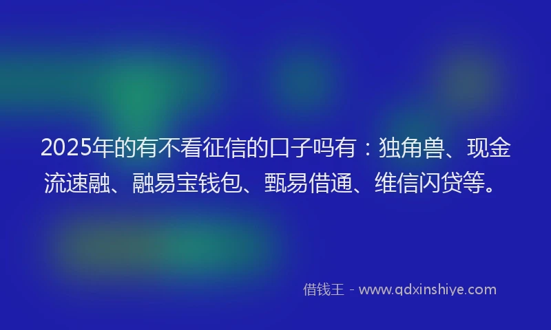 2025年的有不看征信的口子吗有：独角兽、现金流速融、融易宝钱包、甄易借通、维信闪贷等。