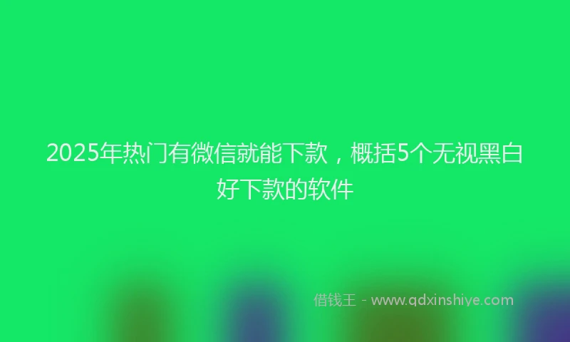 2025年热门有微信就能下款，概括5个无视黑白好下款的软件
