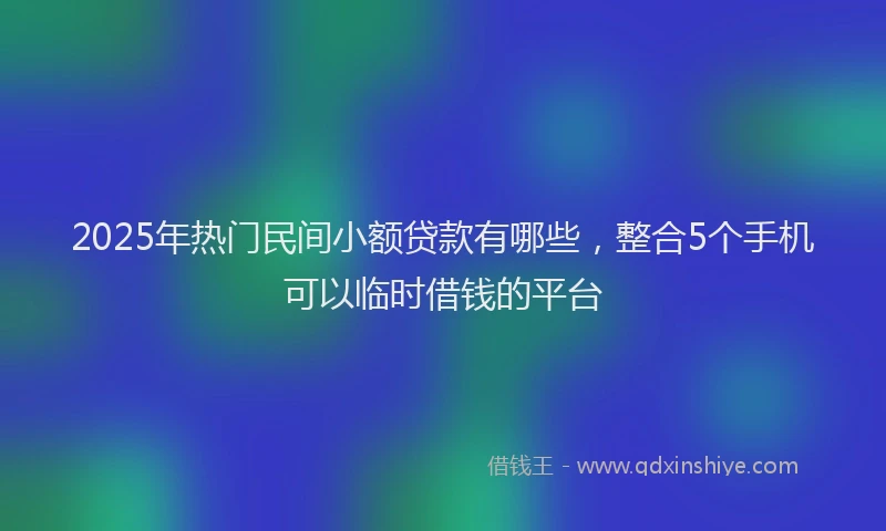 2025年热门民间小额贷款有哪些，整合5个手机可以临时借钱的平台