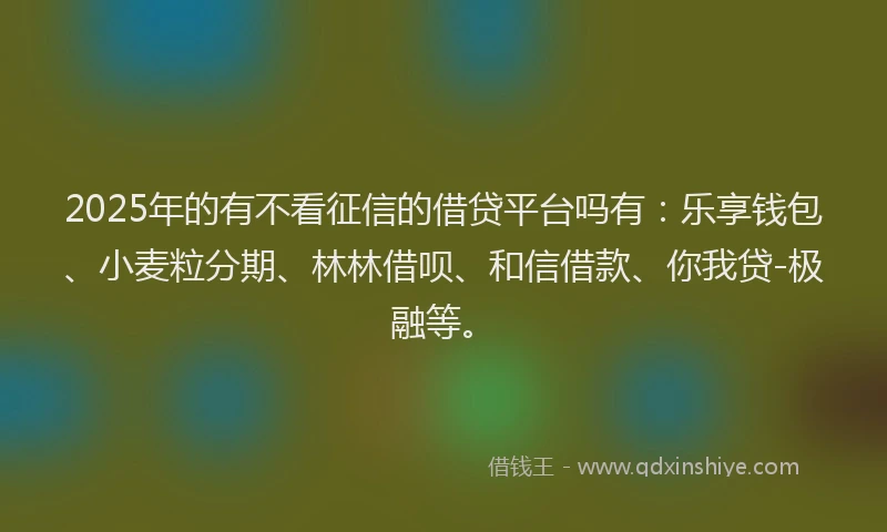 2025年的有不看征信的借贷平台吗有：乐享钱包、小麦粒分期、林林借呗、和信借款、你我贷-极融等。