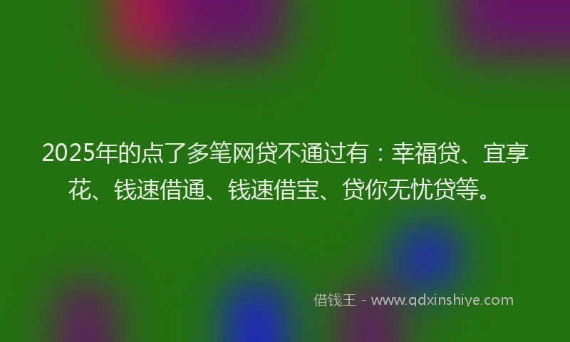 2025年的点了多笔网贷不通过有：幸福贷、宜享花、钱速借通、钱速借宝、贷你无忧贷等。