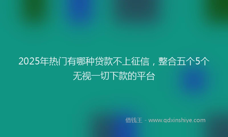 2025年热门有哪种贷款不上征信，整合五个5个无视一切下款的平台