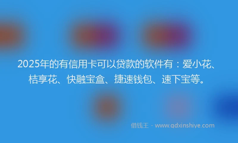 2025年的有信用卡可以贷款的软件有：爱小花、桔享花、快融宝盒、捷速钱包、速下宝等。