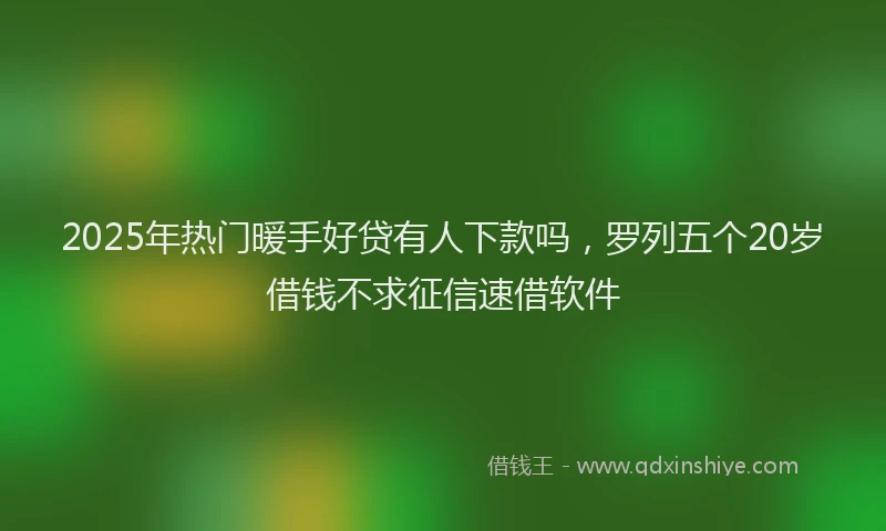 2025年热门暖手好贷有人下款吗，罗列五个20岁借钱不求征信速借软件