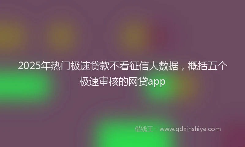 2025年热门极速贷款不看征信大数据，概括五个极速审核的网贷app