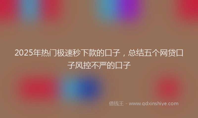 2025年热门极速秒下款的口子，总结五个网贷口子风控不严的口子
