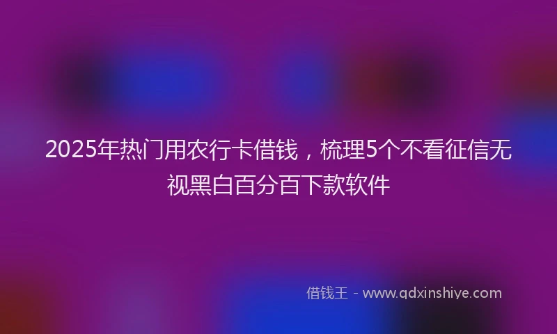 2025年热门用农行卡借钱，梳理5个不看征信无视黑白百分百下款软件