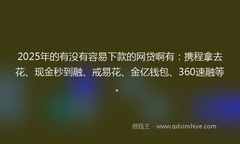 2025年的有没有容易下款的网贷啊有：携程拿去花、现金秒到融、戒易花、金亿钱包、360速融等。