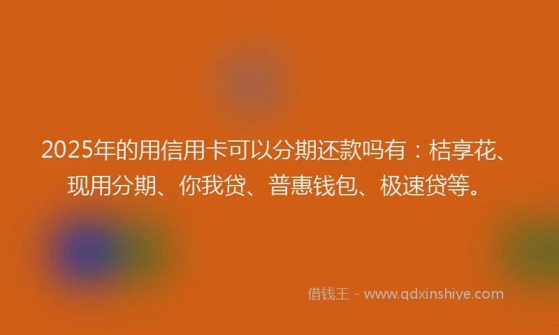 2025年的用信用卡可以分期还款吗有：桔享花、现用分期、你我贷、普惠钱包、极速贷等。