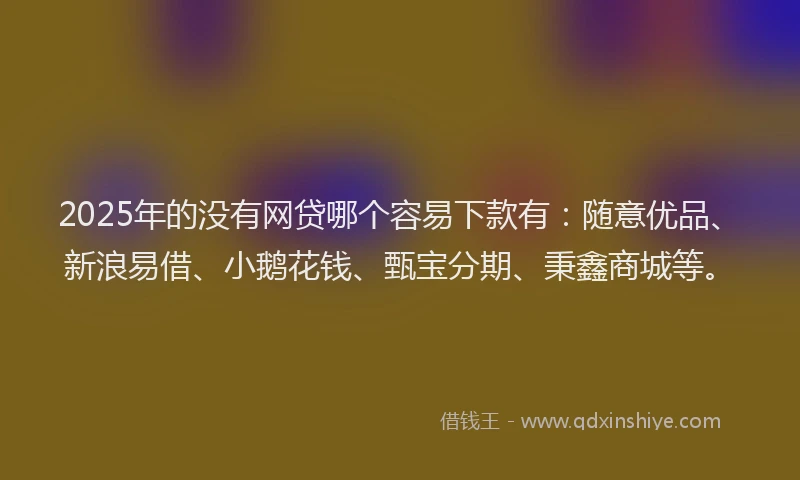 2025年的没有网贷哪个容易下款有：随意优品、新浪易借、小鹅花钱、甄宝分期、秉鑫商城等。