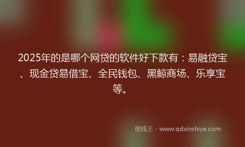 2025年的是哪个网贷的软件好下款有：易融贷宝、现金贷易借宝、全民钱包、黑鲸商场、乐享宝等。