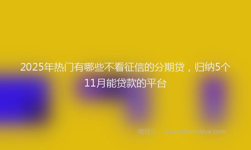 2025年热门有哪些不看征信的分期贷，归纳5个11月能贷款的平台