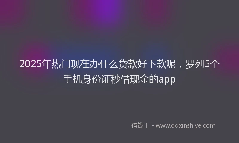 2025年热门现在办什么贷款好下款呢，罗列5个手机身份证秒借现金的app