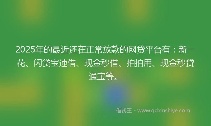 2025年的最近还在正常放款的网贷平台有：新一花、闪贷宝速借、现金秒借、拍拍用、现金秒贷通宝等。