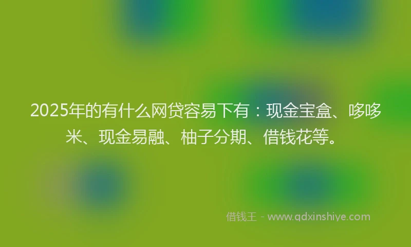 2025年的有什么网贷容易下有：现金宝盒、哆哆米、现金易融、柚子分期、借钱花等。