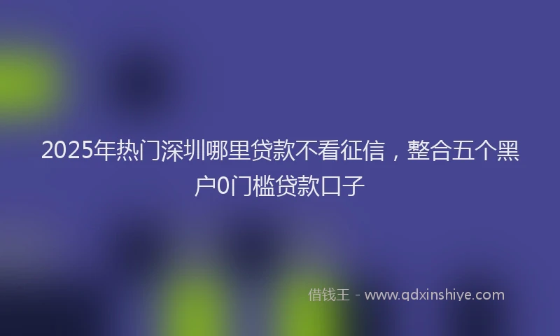 2025年热门深圳哪里贷款不看征信，整合五个黑户0门槛贷款口子