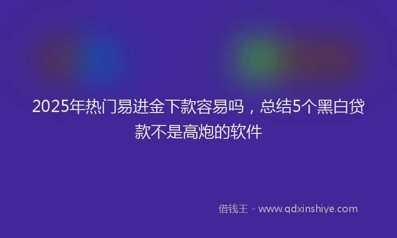 2025年热门易进金下款容易吗，总结5个黑白贷款不是高炮的软件