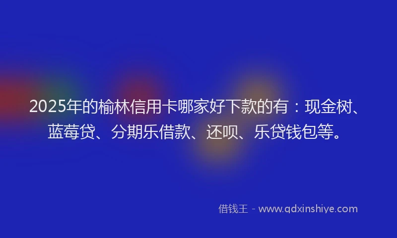 2025年的榆林信用卡哪家好下款的有：现金树、蓝莓贷、分期乐借款、还呗、乐贷钱包等。