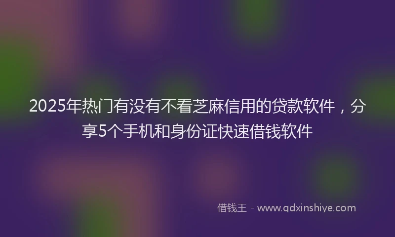 2025年热门有没有不看芝麻信用的贷款软件，分享5个手机和身份证快速借钱软件