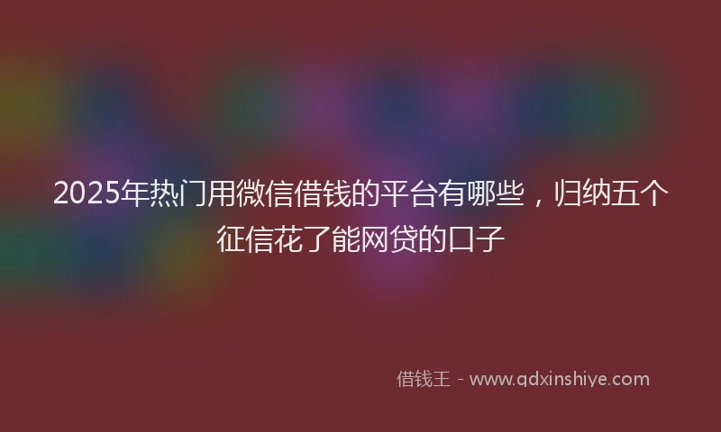 2025年热门用微信借钱的平台有哪些，归纳五个征信花了能网贷的口子