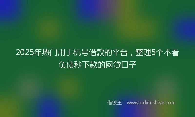 2025年热门用手机号借款的平台，整理5个不看负债秒下款的网贷口子