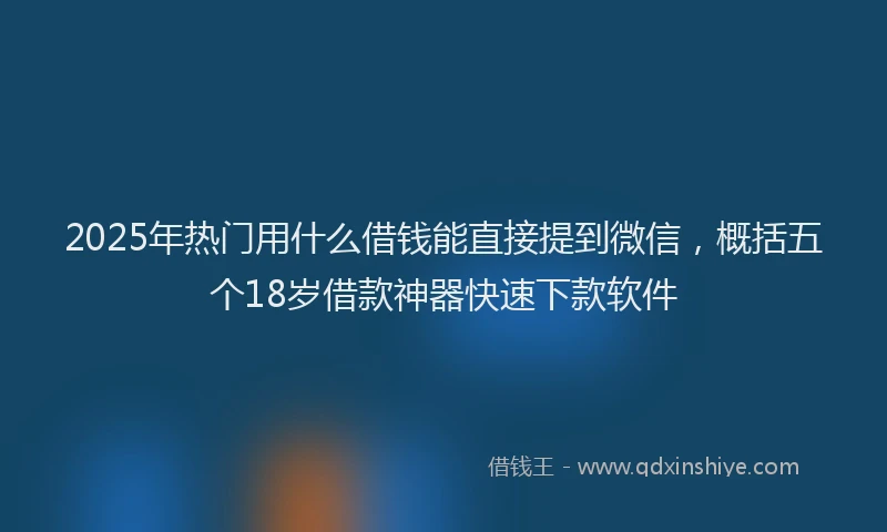 2025年热门用什么借钱能直接提到微信，概括五个18岁借款神器快速下款软件