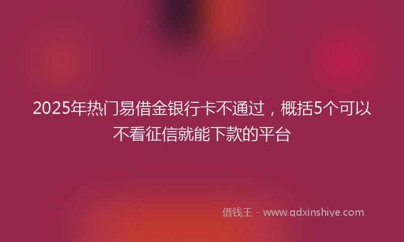 2025年热门易借金银行卡不通过，概括5个可以不看征信就能下款的平台