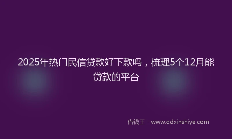 2025年热门民信贷款好下款吗，梳理5个12月能贷款的平台