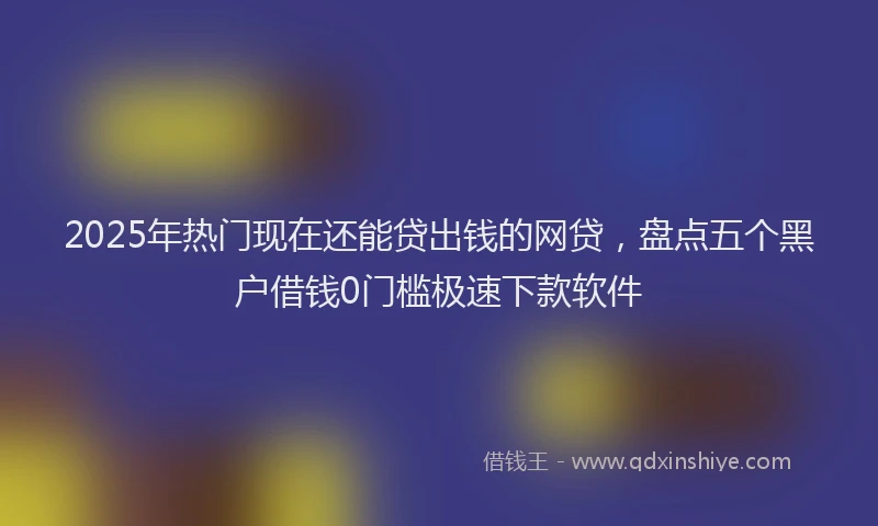2025年热门现在还能贷出钱的网贷，盘点五个黑户借钱0门槛极速下款软件