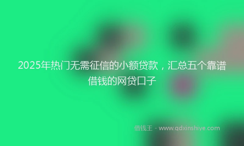 2025年热门无需征信的小额贷款，汇总五个靠谱借钱的网贷口子