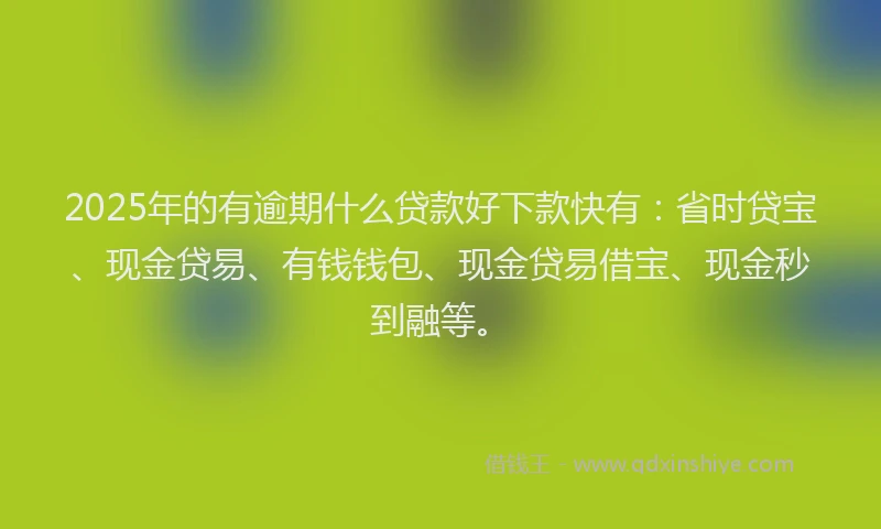 2025年的有逾期什么贷款好下款快有：省时贷宝、现金贷易、有钱钱包、现金贷易借宝、现金秒到融等。