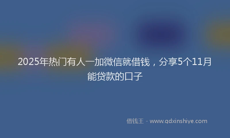 2025年热门有人一加微信就借钱，分享5个11月能贷款的口子